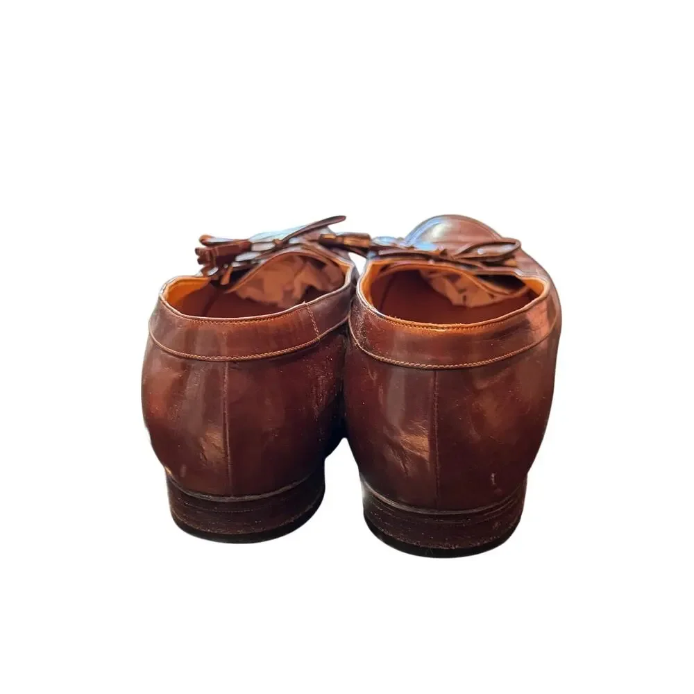 Ralph Lauren Made in Italy Brown Leather Tassel Slip On Loafers Shoes Women's 7